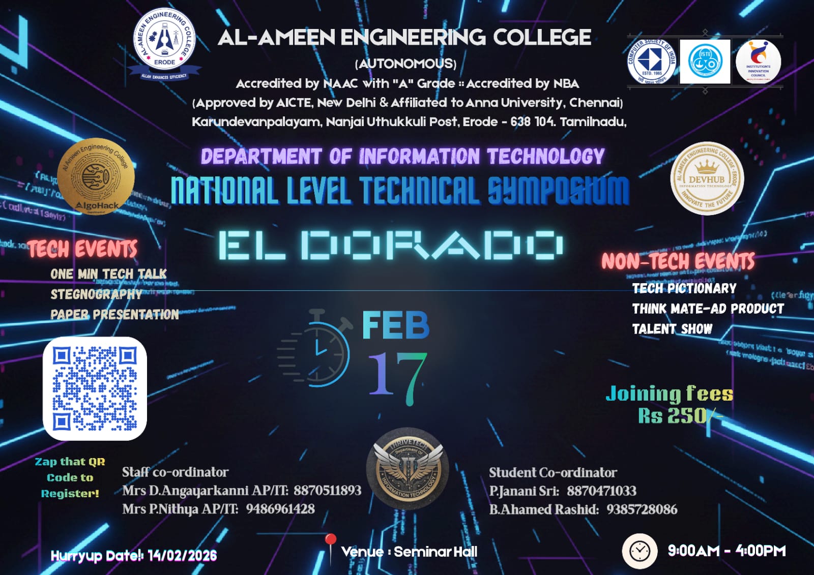 EL DORADO 2026 National Level Technical Symposium Poster 